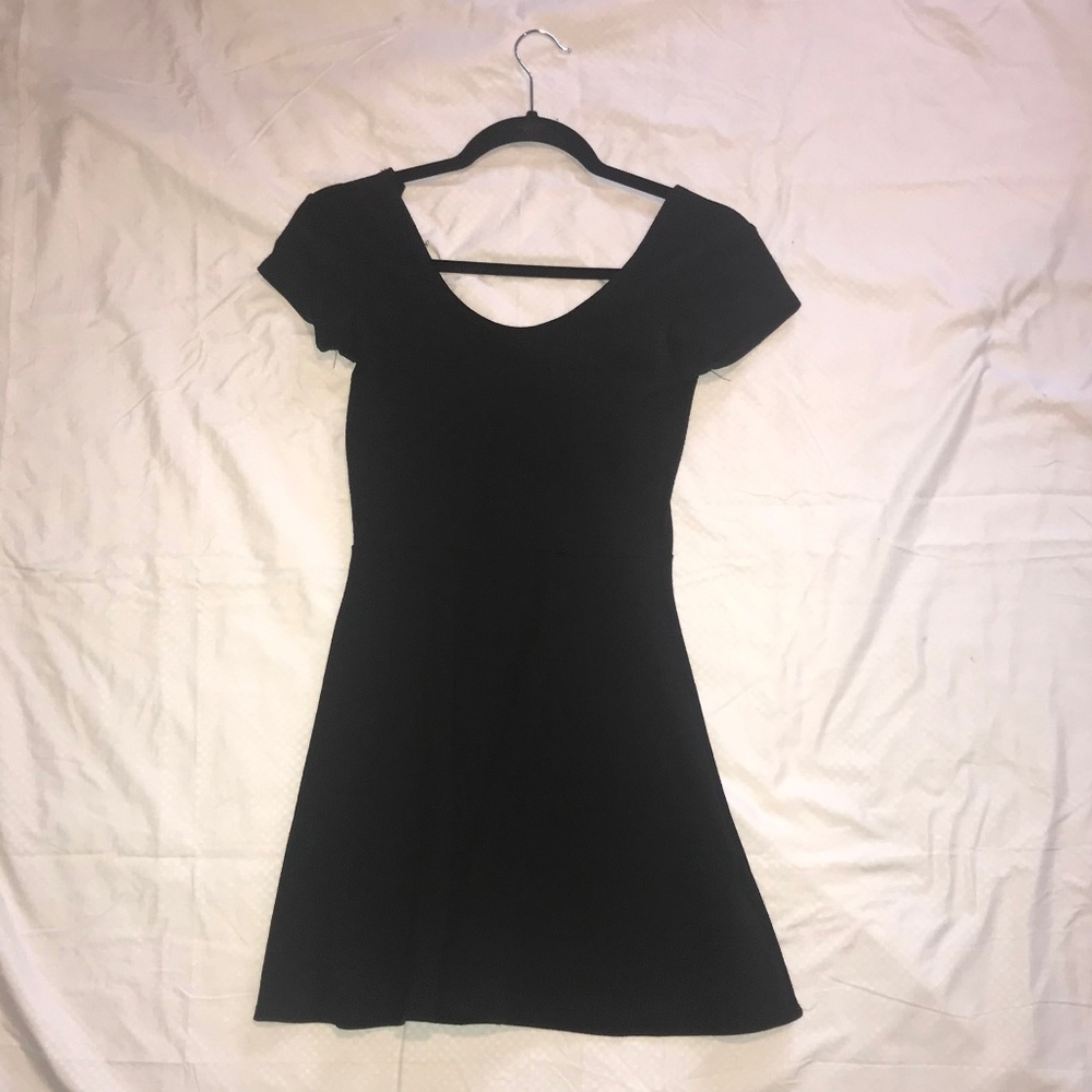 Black Scoop Neck Skater Dress